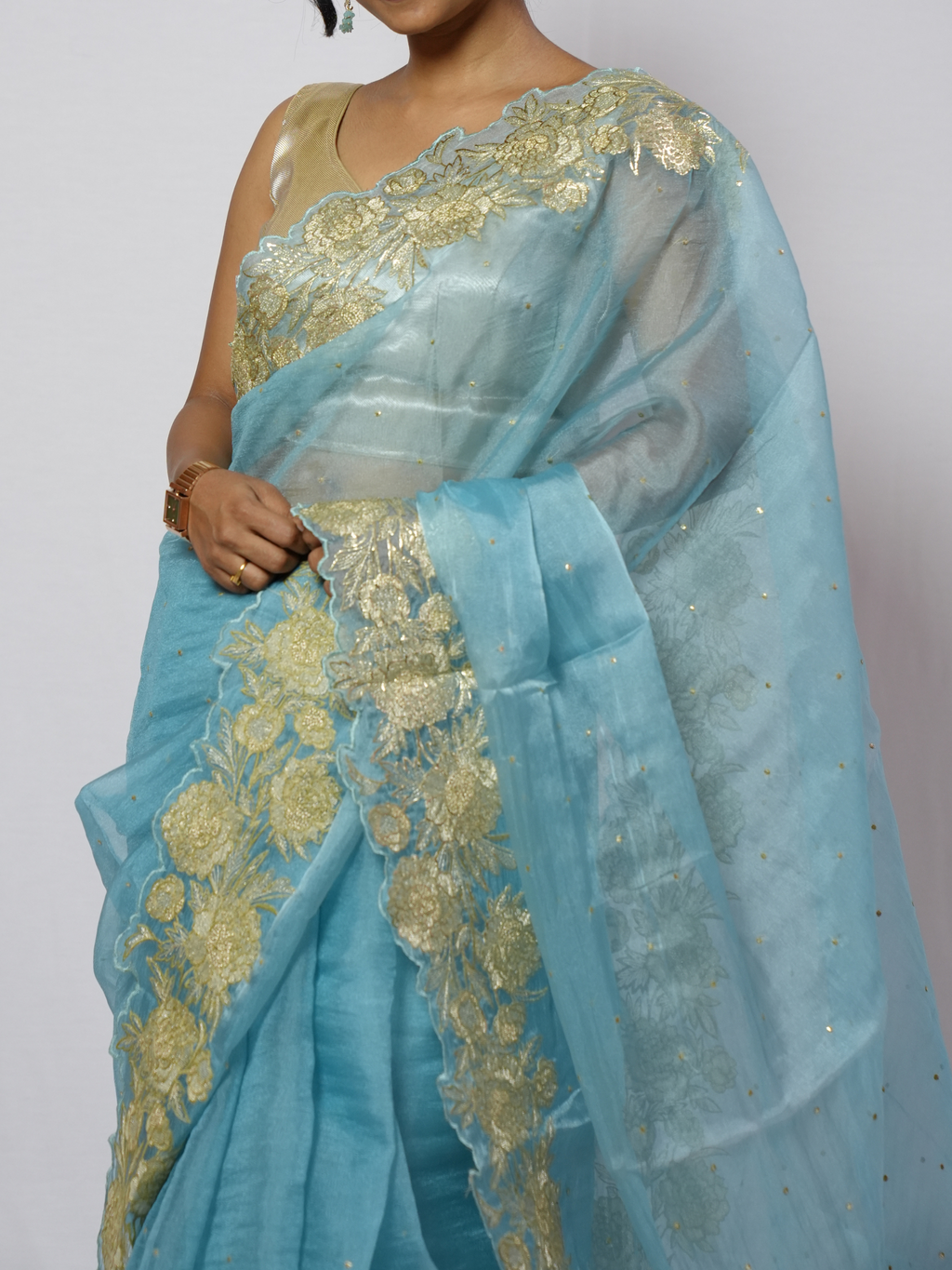 Nilambari Gilded Organza Saree