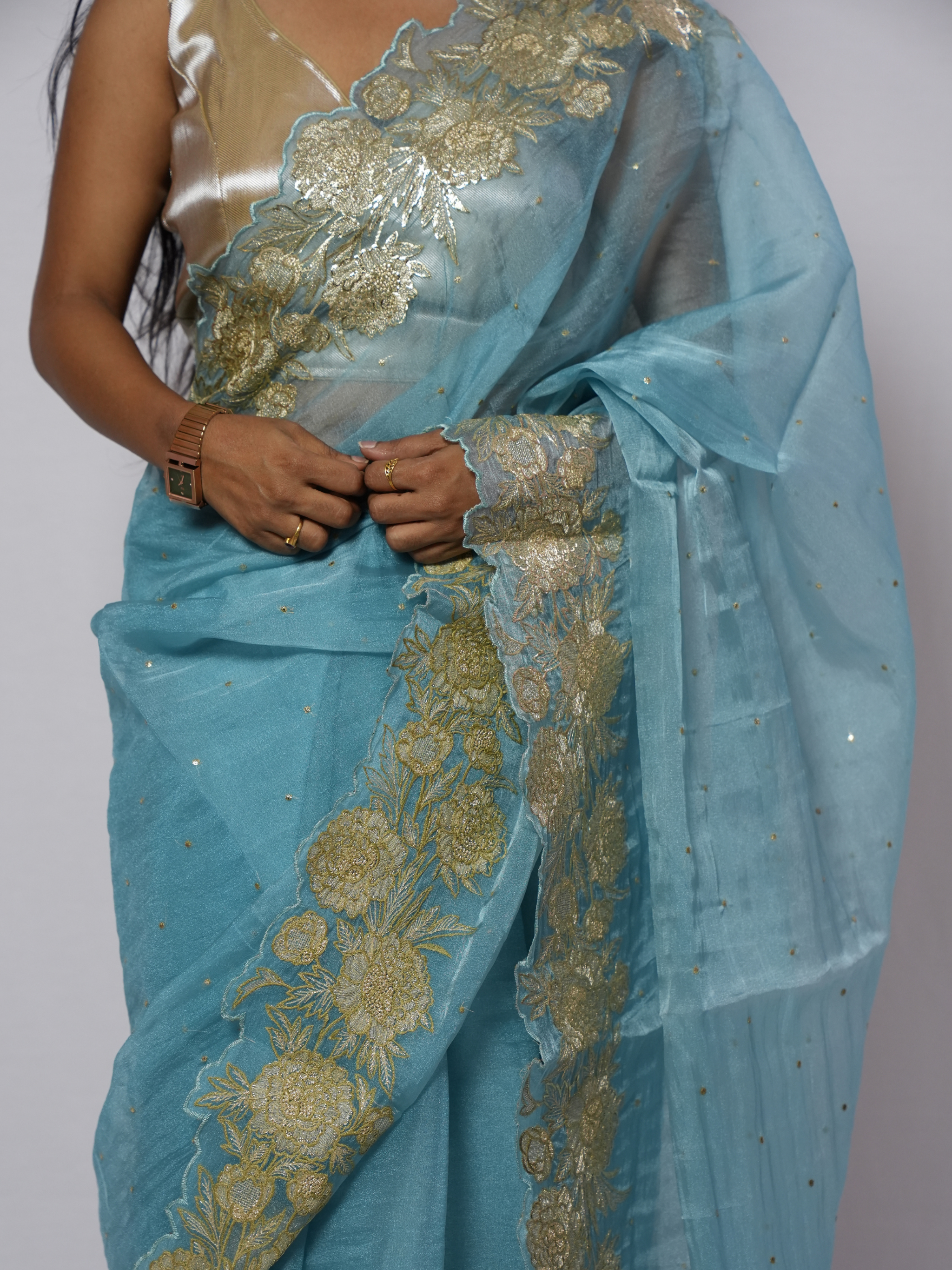 Nilambari Gilded Organza Saree