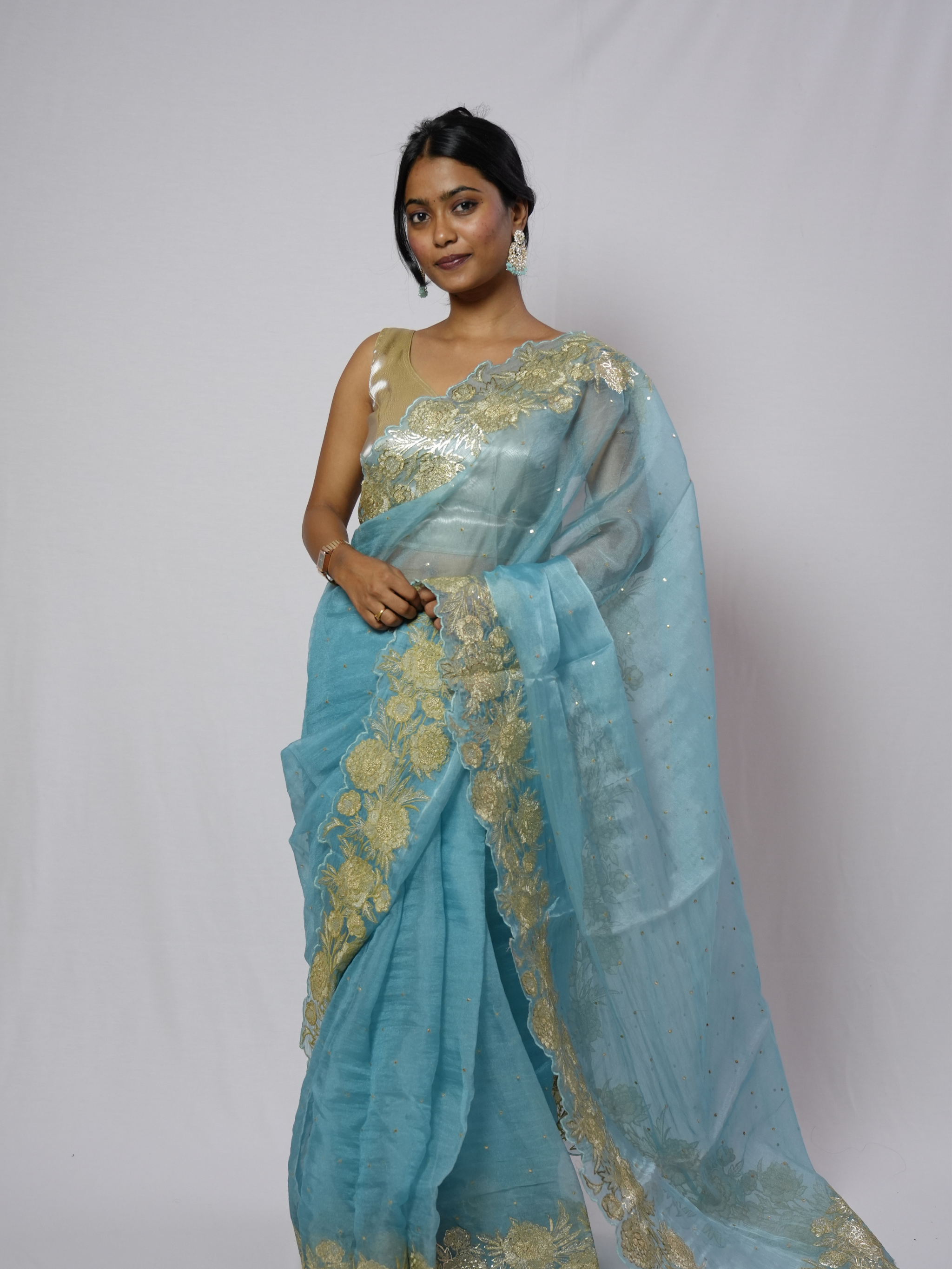 Nilambari Gilded Organza Saree