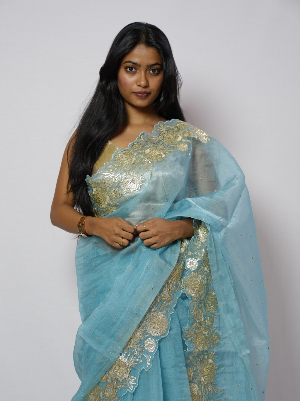 Nilambari Gilded Organza Saree