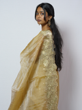 Antique Gold Cutwork Organza Saree