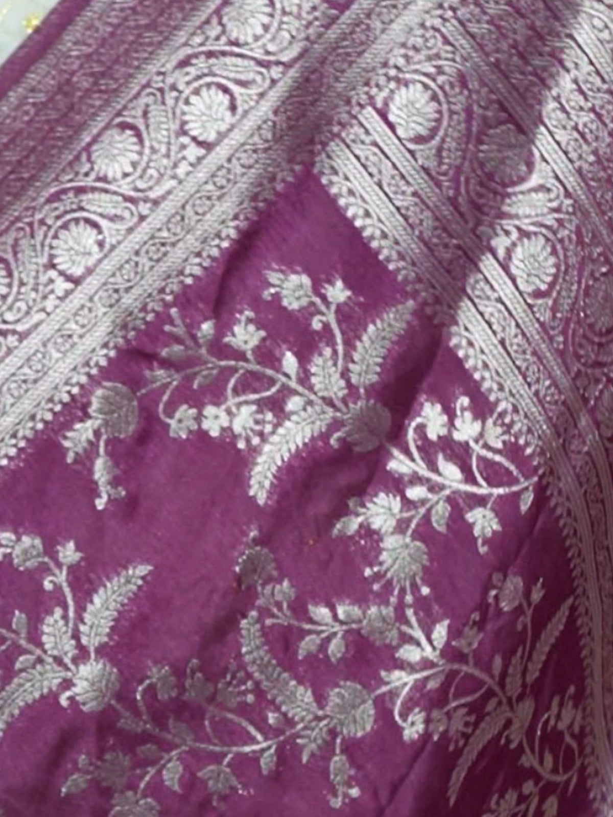 Royal Plum Silver Zari Dupion Silk Saree