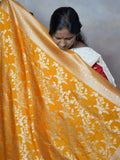 Mustard Gold Silver Zari Dupion Silk Saree