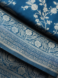 Peacock Blue Silver Zari Dupion Silk Saree