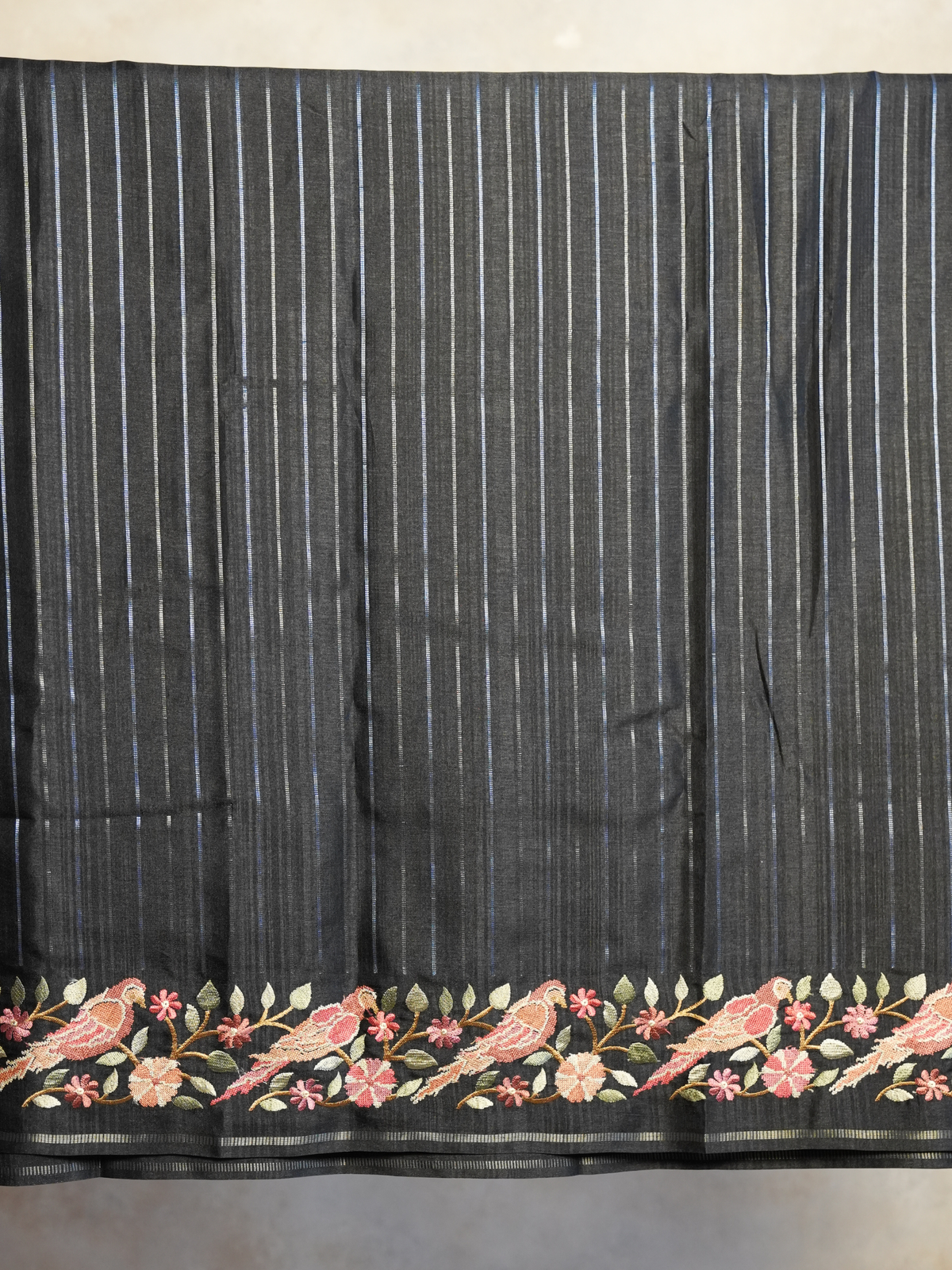 Vihanga Charcoal Tussar Silk Saree