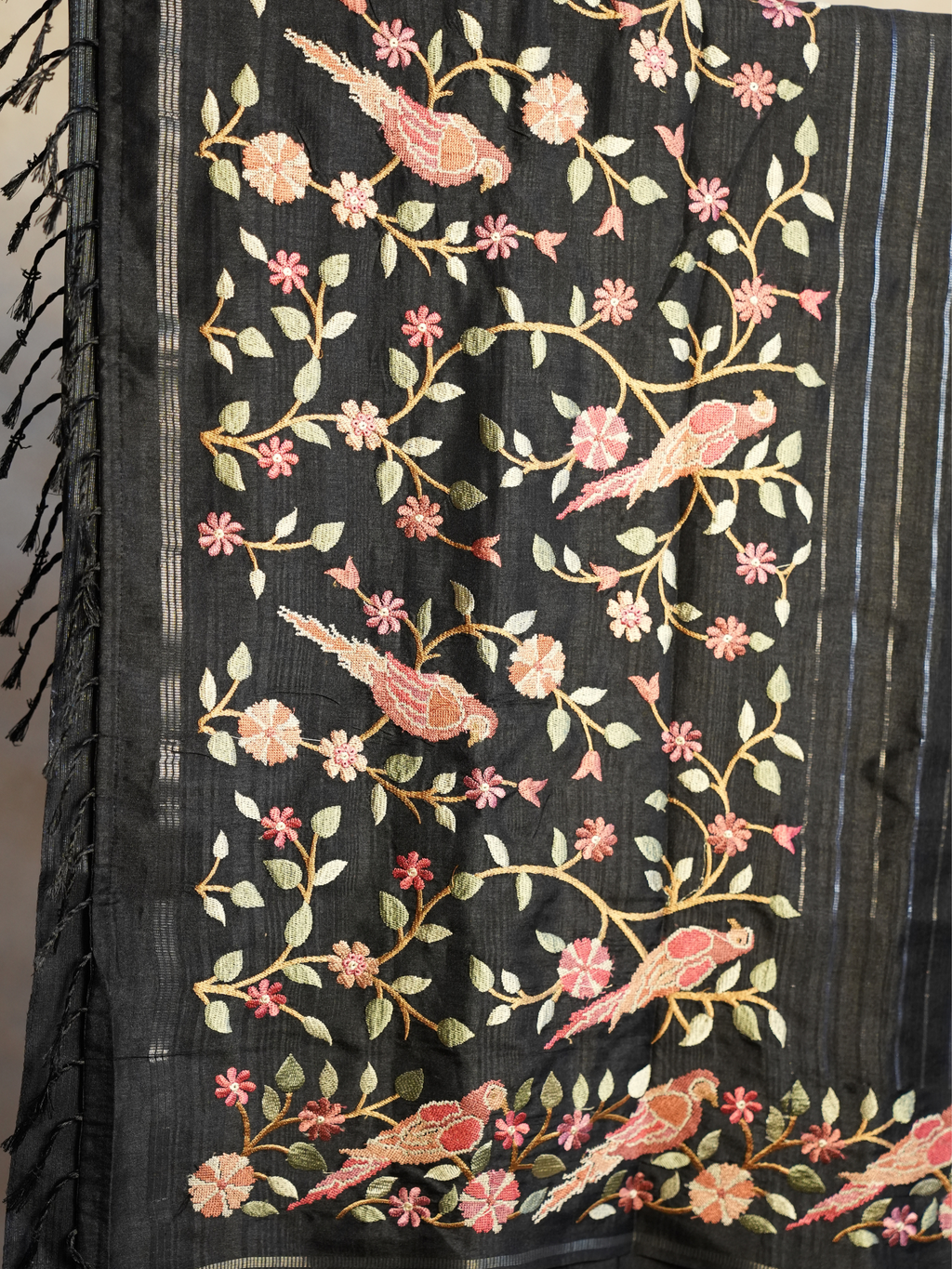 Vihanga Charcoal Tussar Silk Saree