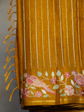 Golden Mustard Bird Tussar Silk Saree