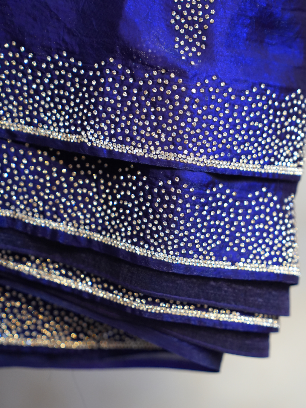 Royal Blue Crystal Stone-Work Space Silk Saree